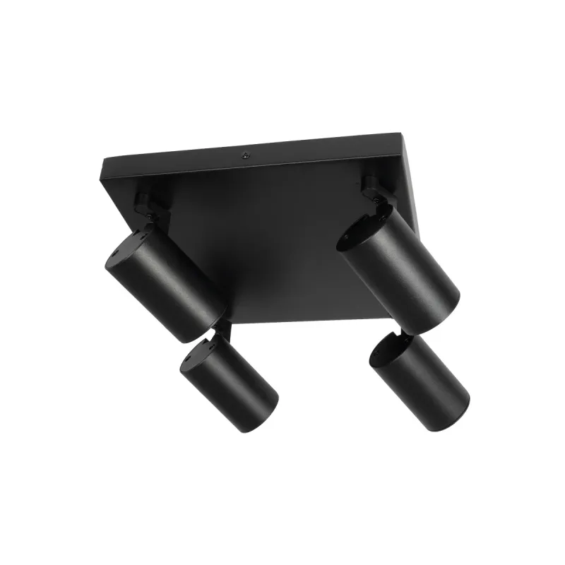 kelvo® SPOTA KLV-101-0146 Κινούμενο Φωτιστικό Σποτ Οροφής για 4 Λάμπες MR16 με Ντουί GU10 AC 220-240V IP20 - Μαύρο Ματ - Μ26 x Π26 x Υ14cm