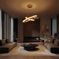 kelvo® DIAMOND KLV-101-0236-V2 Κρεμαστό Φωτιστικό Οροφής LED 75W 7500lm 360° AC 220-240V IP20 Ρυθμιζόμενο Λευκό CCT με Χειριστήριο από 2700K έως 6000K Dimmable - Lumileds SMD Chip - Χρυσό Πλατίνα - Μ60 x Π60 x Υ40cm - 3 Χρόνια Εγγύηση