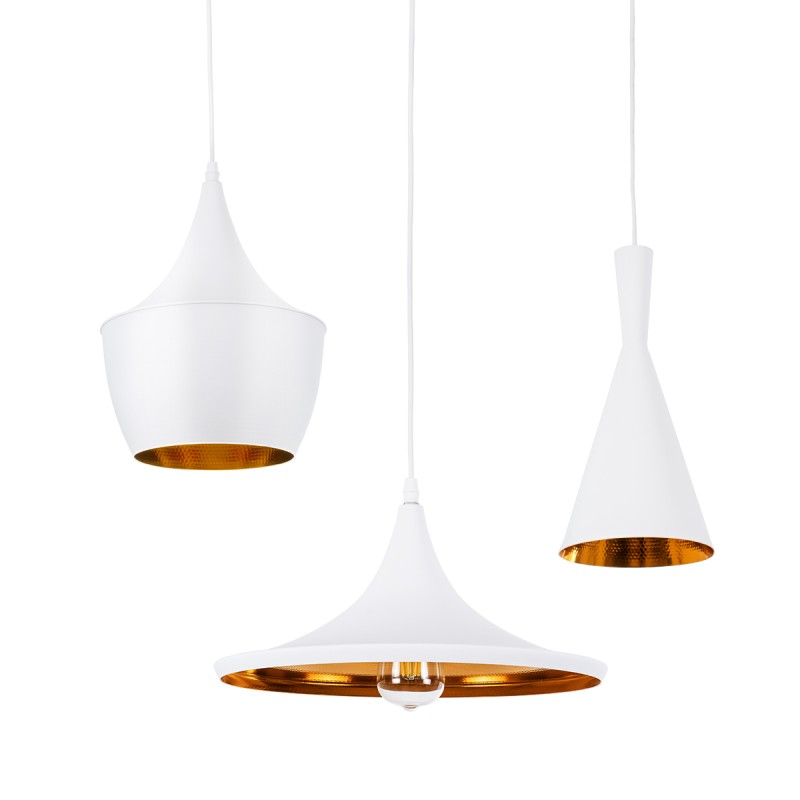 GLOBOSTAR® SHANGHAI 01026 Μοντέρνο Κρεμαστό Φωτιστικό Οροφής με Ντουί 3 x E27 AC 220-240V IP20 - Λευκό & Χρυσό - Μ79.5 x Π79.5 x Υ38cm - Σετ 3 Τεμαχίων