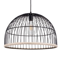 GLOBOSTAR® NEVIS 00681 Μοντέρνο Κρεμαστό Φωτιστικό Οροφής με Ντουί 1 x E27 AC 220-240V IP20 - Μαύρο & Μπεζ - Μ49 x Π49 x Υ34.5cm