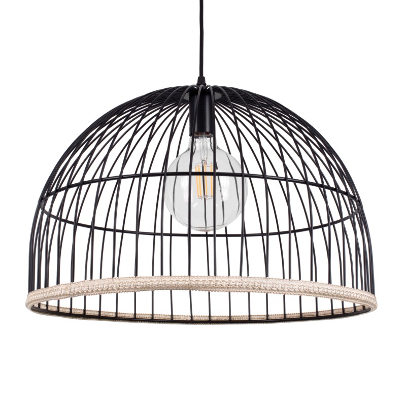 GLOBOSTAR® NEVIS 00681 Μοντέρνο Κρεμαστό Φωτιστικό Οροφής με Ντουί 1 x E27 AC 220-240V IP20 - Μαύρο & Μπεζ - Μ49 x Π49 x Υ34.5cm
