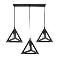 GLOBOSTAR® TRIANGLE 00621 Μοντέρνο Κρεμαστό Φωτιστικό Οροφής με Ντουί 3 x E27 AC 220-240V IP20 - Μαύρο - Μ70 x Π22 x Y130cm