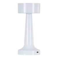 GloboStar® NANNA 76471 Επαναφορτιζόμενο Επιτραπέζιο Φωτιστικό Πορτατίφ LED 1.5W 105lm 120° DC 5V IP44 CCT Ultra Θερμό 1500K - Φυσικό Λευκό 4500K - Ψυχρό Λευκό 6000K Dimmable Λευκό Πλαστικό - Μ9 x Π9 x Υ21cm - 2 Χρόνια Εγγύηση