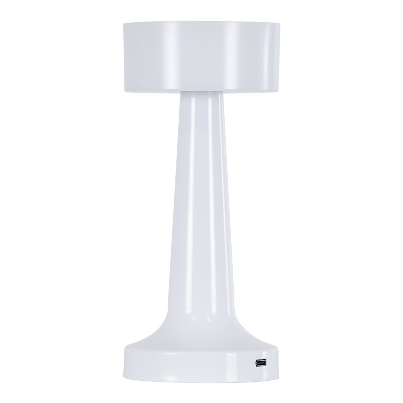GloboStar® NANNA 76471 Επαναφορτιζόμενο Επιτραπέζιο Φωτιστικό Πορτατίφ LED 1.5W 105lm 120° DC 5V IP44 CCT Ultra Θερμό 1500K - Φυσικό Λευκό 4500K - Ψυχρό Λευκό 6000K Dimmable Λευκό Πλαστικό - Μ9 x Π9 x Υ21cm - 2 Χρόνια Εγγύηση