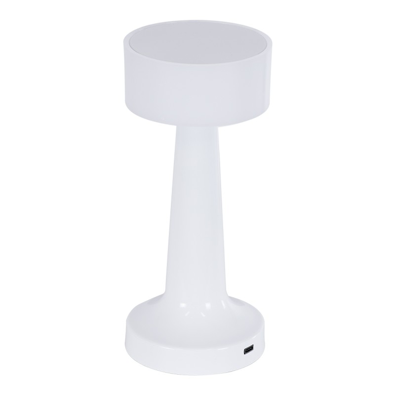 GloboStar® NANNA 76471 Επαναφορτιζόμενο Επιτραπέζιο Φωτιστικό Πορτατίφ LED 1.5W 105lm 120° DC 5V IP44 CCT Ultra Θερμό 1500K - Φυσικό Λευκό 4500K - Ψυχρό Λευκό 6000K Dimmable Λευκό Πλαστικό - Μ9 x Π9 x Υ21cm - 2 Χρόνια Εγγύηση