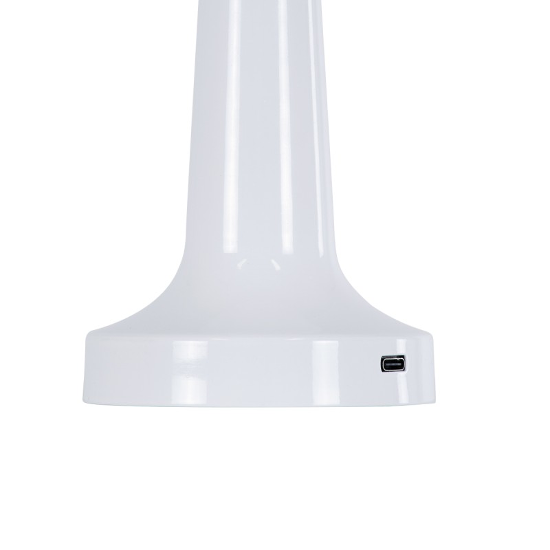 GloboStar® NANNA 76471 Επαναφορτιζόμενο Επιτραπέζιο Φωτιστικό Πορτατίφ LED 1.5W 105lm 120° DC 5V IP44 CCT Ultra Θερμό 1500K - Φυσικό Λευκό 4500K - Ψυχρό Λευκό 6000K Dimmable Λευκό Πλαστικό - Μ9 x Π9 x Υ21cm - 2 Χρόνια Εγγύηση
