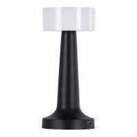 GloboStar® NANNA 76472 Επαναφορτιζόμενο Επιτραπέζιο Φωτιστικό Πορτατίφ LED 1.5W 105lm 120° DC 5V IP44 CCT Ultra Θερμό 1500K - Φυσικό Λευκό 4500K - Ψυχρό Λευκό 6000K Dimmable Μαύρο & Λευκό Πλαστικό - Μ9 x Π9 x Υ21cm - 2 Χρόνια Εγγύηση