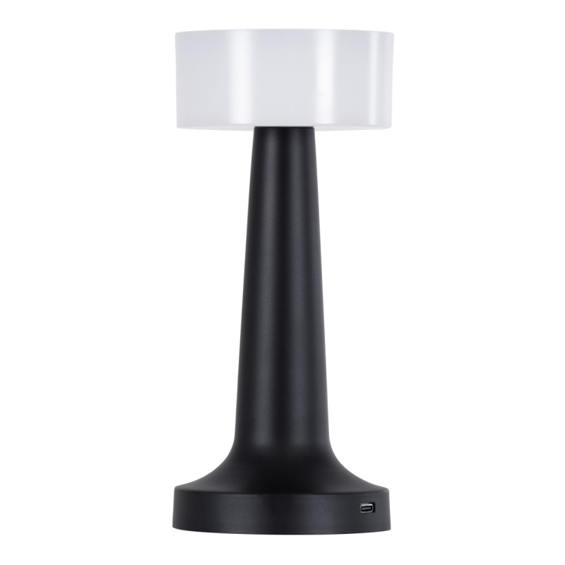 GloboStar® NANNA 76472 Επαναφορτιζόμενο Επιτραπέζιο Φωτιστικό Πορτατίφ LED 1.5W 105lm 120° DC 5V IP44 CCT Ultra Θερμό 1500K - Φυσικό Λευκό 4500K - Ψυχρό Λευκό 6000K Dimmable Μαύρο & Λευκό Πλαστικό - Μ9 x Π9 x Υ21cm - 2 Χρόνια Εγγύηση