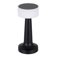 GloboStar® NANNA 76472 Επαναφορτιζόμενο Επιτραπέζιο Φωτιστικό Πορτατίφ LED 1.5W 105lm 120° DC 5V IP44 CCT Ultra Θερμό 1500K - Φυσικό Λευκό 4500K - Ψυχρό Λευκό 6000K Dimmable Μαύρο & Λευκό Πλαστικό - Μ9 x Π9 x Υ21cm - 2 Χρόνια Εγγύηση