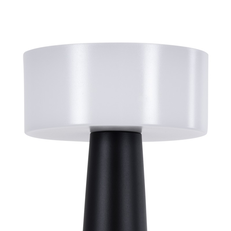 GloboStar® NANNA 76472 Επαναφορτιζόμενο Επιτραπέζιο Φωτιστικό Πορτατίφ LED 1.5W 105lm 120° DC 5V IP44 CCT Ultra Θερμό 1500K - Φυσικό Λευκό 4500K - Ψυχρό Λευκό 6000K Dimmable Μαύρο & Λευκό Πλαστικό - Μ9 x Π9 x Υ21cm - 2 Χρόνια Εγγύηση