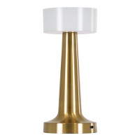 GloboStar® NANNA 76475 Επαναφορτιζόμενο Επιτραπέζιο Φωτιστικό Πορτατίφ LED 1.5W 105lm 120° DC 5V IP44 CCT Ultra Θερμό 1500K - Φυσικό Λευκό 4500K - Ψυχρό Λευκό 6000K Dimmable Χρυσό & Λευκό Πλαστικό - Μ9 x Π9 x Υ21cm - 2 Χρόνια Εγγύηση