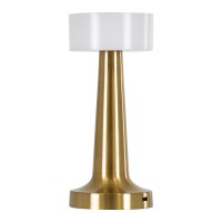 GloboStar® NANNA 76475 Επαναφορτιζόμενο Επιτραπέζιο Φωτιστικό Πορτατίφ LED 1.5W 105lm 120° DC 5V IP44 CCT Ultra Θερμό 1500K - Φυσικό Λευκό 4500K - Ψυχρό Λευκό 6000K Dimmable Χρυσό & Λευκό Πλαστικό - Μ9 x Π9 x Υ21cm - 2 Χρόνια Εγγύηση