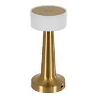 GloboStar® NANNA 76475 Επαναφορτιζόμενο Επιτραπέζιο Φωτιστικό Πορτατίφ LED 1.5W 105lm 120° DC 5V IP44 CCT Ultra Θερμό 1500K - Φυσικό Λευκό 4500K - Ψυχρό Λευκό 6000K Dimmable Χρυσό & Λευκό Πλαστικό - Μ9 x Π9 x Υ21cm - 2 Χρόνια Εγγύηση