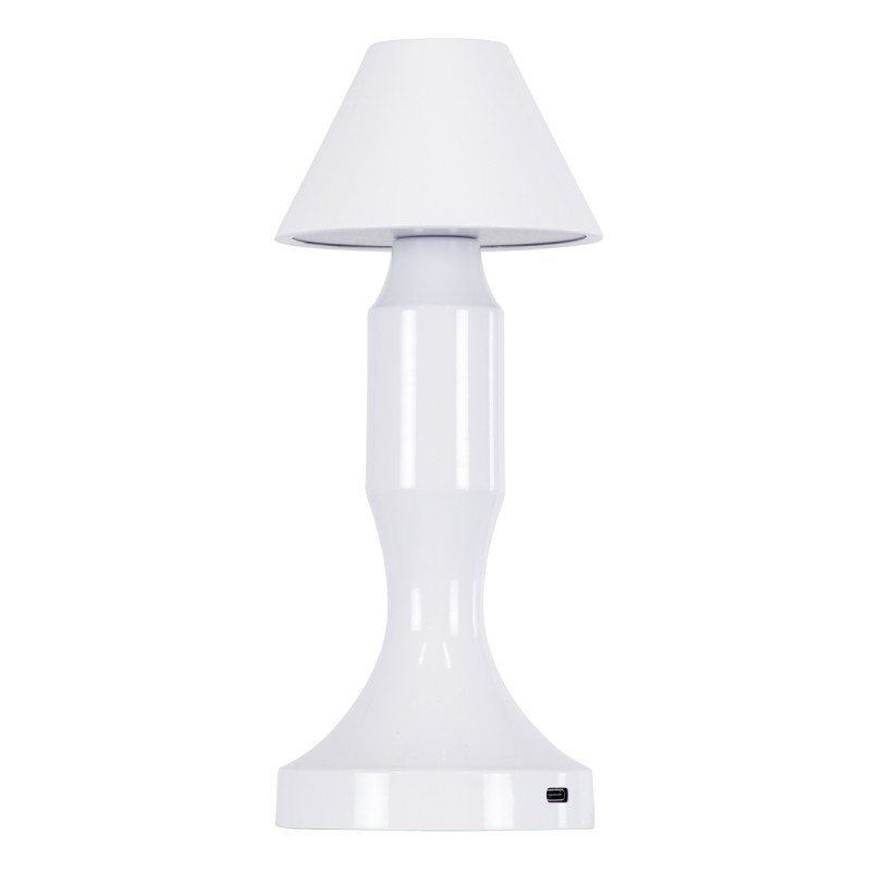 GloboStar® LUNNA 76476 Επαναφορτιζόμενο Επιτραπέζιο Φωτιστικό Πορτατίφ LED 1.5W 105lm 120° DC 5V IP44 CCT Ultra Θερμό 1500K - Φυσικό Λευκό 4500K - Ψυχρό Λευκό 6000K Dimmable Λευκό Πλαστικό - Μ9 x Π9 x Υ23cm- 2 Χρόνια Εγγύηση