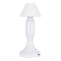 GloboStar® LUNNA 76476 Επαναφορτιζόμενο Επιτραπέζιο Φωτιστικό Πορτατίφ LED 1.5W 105lm 120° DC 5V IP44 CCT Ultra Θερμό 1500K - Φυσικό Λευκό 4500K - Ψυχρό Λευκό 6000K Dimmable Λευκό Πλαστικό - Μ9 x Π9 x Υ23cm- 2 Χρόνια Εγγύηση