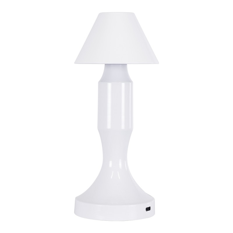 GloboStar® LUNNA 76476 Επαναφορτιζόμενο Επιτραπέζιο Φωτιστικό Πορτατίφ LED 1.5W 105lm 120° DC 5V IP44 CCT Ultra Θερμό 1500K - Φυσικό Λευκό 4500K - Ψυχρό Λευκό 6000K Dimmable Λευκό Πλαστικό - Μ9 x Π9 x Υ23cm- 2 Χρόνια Εγγύηση