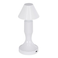 GloboStar® LUNNA 76476 Επαναφορτιζόμενο Επιτραπέζιο Φωτιστικό Πορτατίφ LED 1.5W 105lm 120° DC 5V IP44 CCT Ultra Θερμό 1500K - Φυσικό Λευκό 4500K - Ψυχρό Λευκό 6000K Dimmable Λευκό Πλαστικό - Μ9 x Π9 x Υ23cm- 2 Χρόνια Εγγύηση