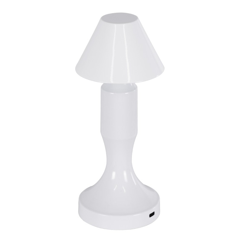 GloboStar® LUNNA 76476 Επαναφορτιζόμενο Επιτραπέζιο Φωτιστικό Πορτατίφ LED 1.5W 105lm 120° DC 5V IP44 CCT Ultra Θερμό 1500K - Φυσικό Λευκό 4500K - Ψυχρό Λευκό 6000K Dimmable Λευκό Πλαστικό - Μ9 x Π9 x Υ23cm- 2 Χρόνια Εγγύηση