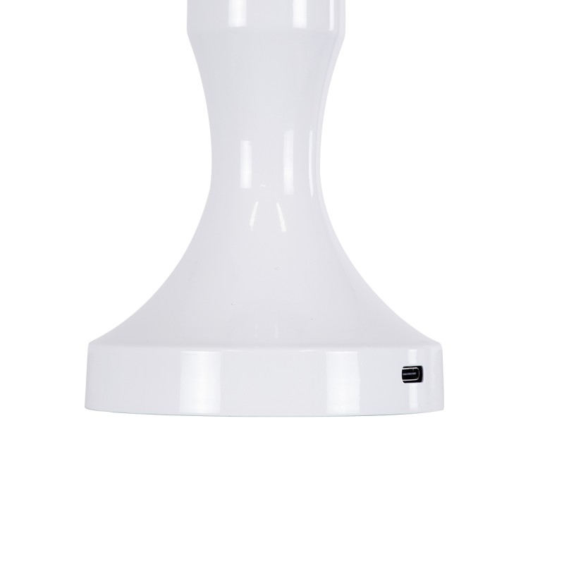 GloboStar® LUNNA 76476 Επαναφορτιζόμενο Επιτραπέζιο Φωτιστικό Πορτατίφ LED 1.5W 105lm 120° DC 5V IP44 CCT Ultra Θερμό 1500K - Φυσικό Λευκό 4500K - Ψυχρό Λευκό 6000K Dimmable Λευκό Πλαστικό - Μ9 x Π9 x Υ23cm- 2 Χρόνια Εγγύηση