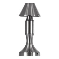 GloboStar® LUNNA 76478 Επαναφορτιζόμενο Επιτραπέζιο Φωτιστικό Πορτατίφ LED 1.5W 105lm 120° DC 5V IP44 CCT Ultra Θερμό 1500K - Φυσικό Λευκό 4500K - Ψυχρό Λευκό 6000K Dimmable Ασημί Πλαστικό - Μ9 x Π9 x Υ23cm - 2 Χρόνια Εγγύηση
