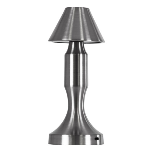 GloboStar® LUNNA 76478 Επαναφορτιζόμενο Επιτραπέζιο Φωτιστικό Πορτατίφ LED 1.5W 105lm 120° DC 5V IP44 CCT Ultra Θερμό 1500K - Φυσικό Λευκό 4500K - Ψυχρό Λευκό 6000K Dimmable Ασημί Πλαστικό - Μ9 x Π9 x Υ23cm - 2 Χρόνια Εγγύηση