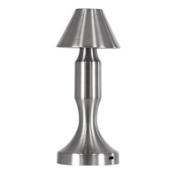 GloboStar® LUNNA 76478 Επαναφορτιζόμενο Επιτραπέζιο Φωτιστικό Πορτατίφ LED 1.5W 105lm 120° DC 5V IP44 CCT Ultra Θερμό 1500K - Φυσικό Λευκό 4500K - Ψυχρό Λευκό 6000K Dimmable Ασημί Πλαστικό - Μ9 x Π9 x Υ23cm - 2 Χρόνια Εγγύηση