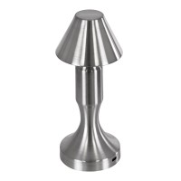 GloboStar® LUNNA 76478 Επαναφορτιζόμενο Επιτραπέζιο Φωτιστικό Πορτατίφ LED 1.5W 105lm 120° DC 5V IP44 CCT Ultra Θερμό 1500K - Φυσικό Λευκό 4500K - Ψυχρό Λευκό 6000K Dimmable Ασημί Πλαστικό - Μ9 x Π9 x Υ23cm - 2 Χρόνια Εγγύηση