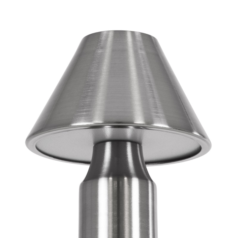 GloboStar® LUNNA 76478 Επαναφορτιζόμενο Επιτραπέζιο Φωτιστικό Πορτατίφ LED 1.5W 105lm 120° DC 5V IP44 CCT Ultra Θερμό 1500K - Φυσικό Λευκό 4500K - Ψυχρό Λευκό 6000K Dimmable Ασημί Πλαστικό - Μ9 x Π9 x Υ23cm - 2 Χρόνια Εγγύηση