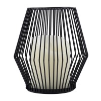 GloboStar® CANDLE 76493 Διακοσμητικό Realistic Κερί με LED Εφέ Κινούμενης Φλόγας - Μπαταρίας 2 x AA (Δεν Συμπεριλαμβάνονται) & Ασύρματο Χειριστήριο IR Θερμό Λευκό 2700K Dimmable Μαύρο Φ14 x Υ16cm