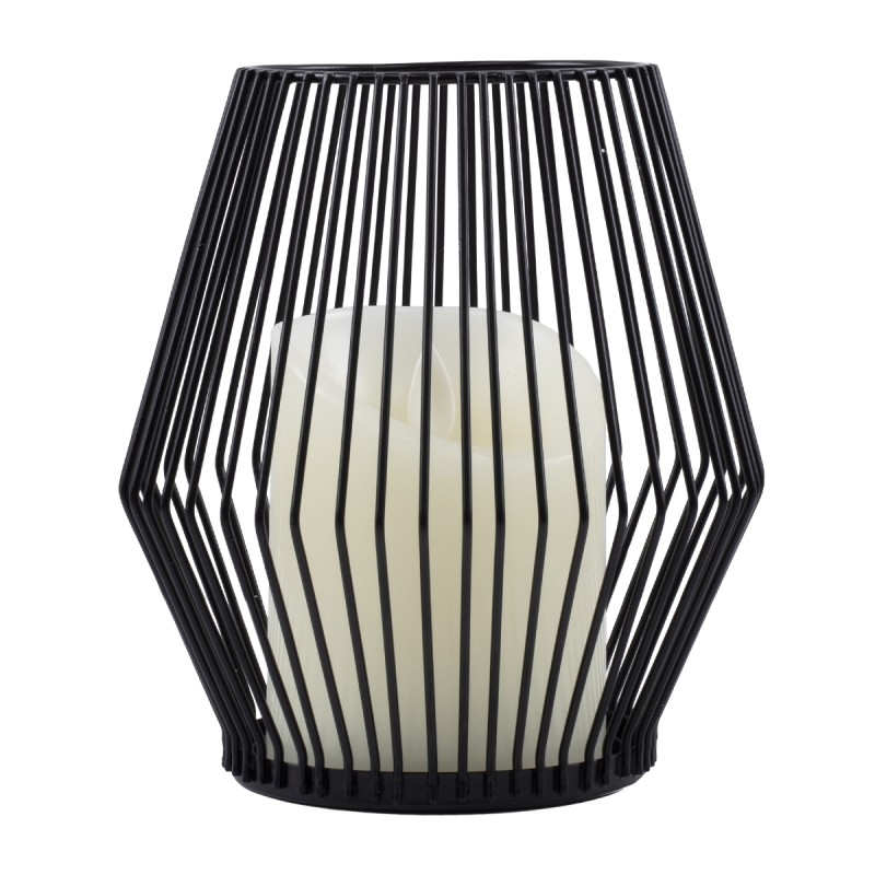 GloboStar® CANDLE 76493 Διακοσμητικό Realistic Κερί με LED Εφέ Κινούμενης Φλόγας - Μπαταρίας 2 x AA (Δεν Συμπεριλαμβάνονται) & Ασύρματο Χειριστήριο IR Θερμό Λευκό 2700K Dimmable Μαύρο Φ14 x Υ16cm