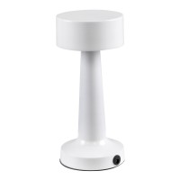 GloboStar® BELLA 76502 Επαναφορτιζόμενο Επιτραπέζιο Φωτιστικό Πορτατίφ LED 1.5W 105lm 120° DC 5V IP44 Θερμό Λευκό 2700K Dimmable Λευκό Αλουμίνιο - Μ9 x Π9 x Υ21cm - 2 Xρόνια Εγγύηση