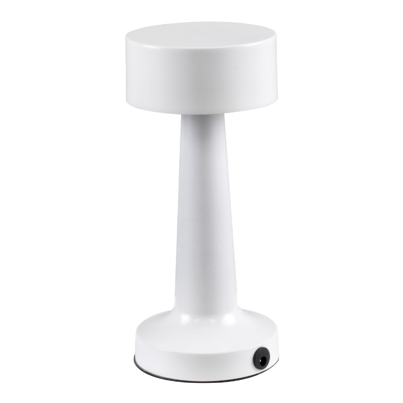 GloboStar® BELLA 76502 Επαναφορτιζόμενο Επιτραπέζιο Φωτιστικό Πορτατίφ LED 1.5W 105lm 120° DC 5V IP44 Θερμό Λευκό 2700K Dimmable Λευκό Αλουμίνιο - Μ9 x Π9 x Υ21cm - 2 Xρόνια Εγγύηση