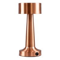 GloboStar® BELLA 76505 Επαναφορτιζόμενο Επιτραπέζιο Φωτιστικό Πορτατίφ LED 1.5W 105lm 120° DC 5V IP44 Θερμό Λευκό 2700K Dimmable Χάλκινο Αλουμίνιο - Μ9 x Π9 x Υ21cm - 2 Xρόνια Εγγύηση