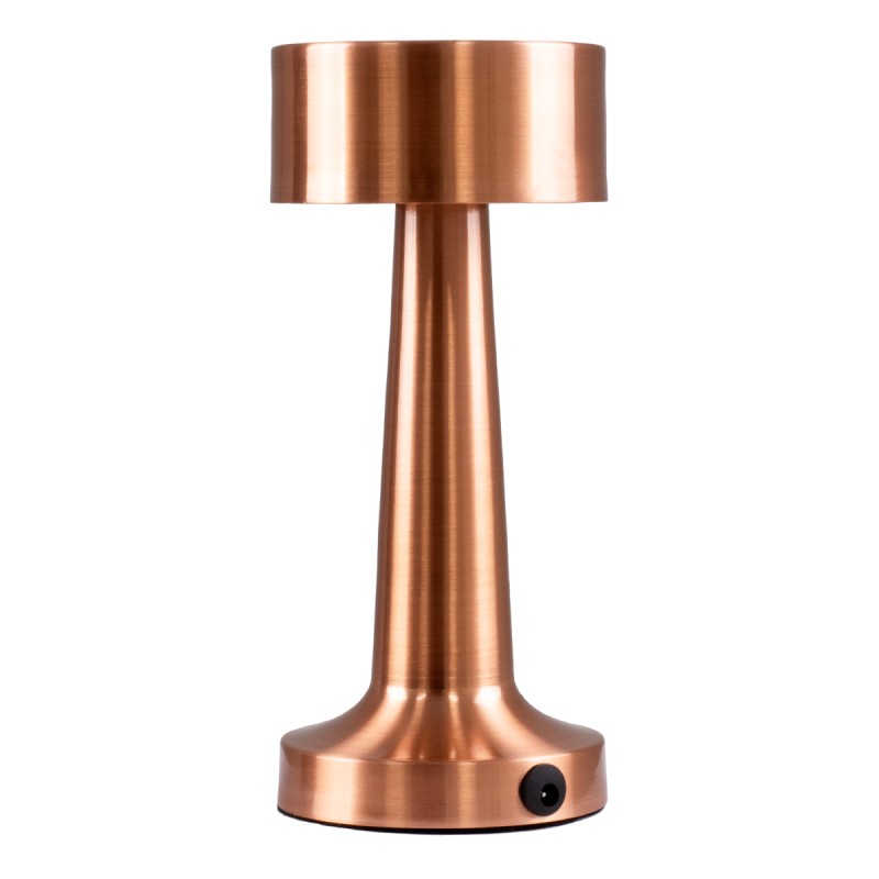 GloboStar® BELLA 76505 Επαναφορτιζόμενο Επιτραπέζιο Φωτιστικό Πορτατίφ LED 1.5W 105lm 120° DC 5V IP44 Θερμό Λευκό 2700K Dimmable Χάλκινο Αλουμίνιο - Μ9 x Π9 x Υ21cm - 2 Xρόνια Εγγύηση