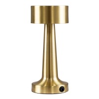 GloboStar® BELLA 76506 Επαναφορτιζόμενο Επιτραπέζιο Φωτιστικό Πορτατίφ LED 1.5W 105lm 120° DC 5V IP44 Θερμό Λευκό 2700K Dimmable Χρυσό Αλουμίνιο - Μ9 x Π9 x Υ21cm - 2 Xρόνια Εγγύηση