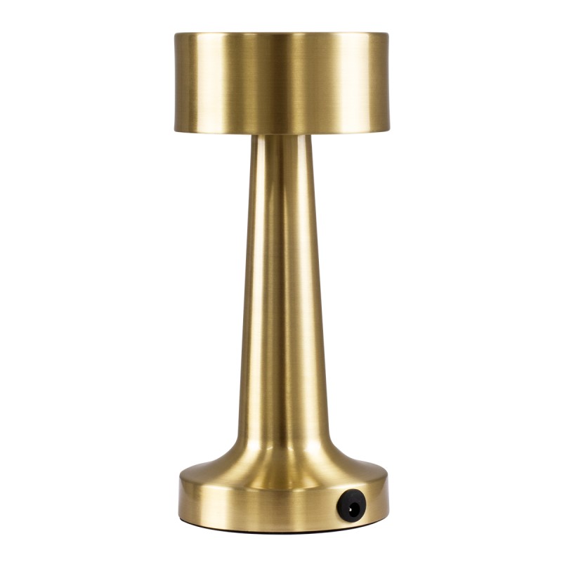 GloboStar® BELLA 76506 Επαναφορτιζόμενο Επιτραπέζιο Φωτιστικό Πορτατίφ LED 1.5W 105lm 120° DC 5V IP44 Θερμό Λευκό 2700K Dimmable Χρυσό Αλουμίνιο - Μ9 x Π9 x Υ21cm - 2 Xρόνια Εγγύηση
