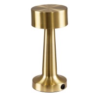 GloboStar® BELLA 76506 Επαναφορτιζόμενο Επιτραπέζιο Φωτιστικό Πορτατίφ LED 1.5W 105lm 120° DC 5V IP44 Θερμό Λευκό 2700K Dimmable Χρυσό Αλουμίνιο - Μ9 x Π9 x Υ21cm - 2 Xρόνια Εγγύηση