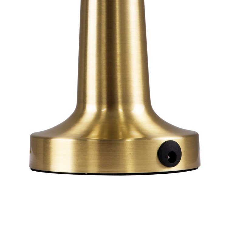 GloboStar® BELLA 76506 Επαναφορτιζόμενο Επιτραπέζιο Φωτιστικό Πορτατίφ LED 1.5W 105lm 120° DC 5V IP44 Θερμό Λευκό 2700K Dimmable Χρυσό Αλουμίνιο - Μ9 x Π9 x Υ21cm - 2 Xρόνια Εγγύηση