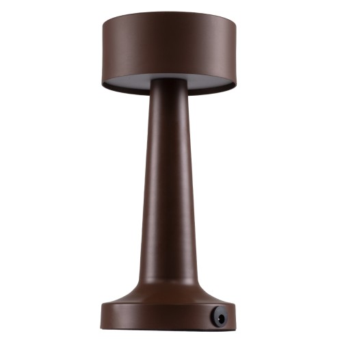 GloboStar® BELLA 76507 Επαναφορτιζόμενο Επιτραπέζιο Φωτιστικό Πορτατίφ LED 1.5W 105lm 120° DC 5V IP44 Θερμό Λευκό 2700K Dimmable Καφέ Αλουμίνιο - Μ9 x Π9 x Υ21cm - 2 Xρόνια Εγγύηση