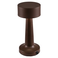 GloboStar® BELLA 76507 Επαναφορτιζόμενο Επιτραπέζιο Φωτιστικό Πορτατίφ LED 1.5W 105lm 120° DC 5V IP44 Θερμό Λευκό 2700K Dimmable Καφέ Αλουμίνιο - Μ9 x Π9 x Υ21cm - 2 Xρόνια Εγγύηση