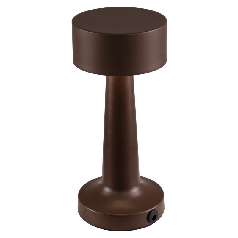 GloboStar® BELLA 76507 Επαναφορτιζόμενο Επιτραπέζιο Φωτιστικό Πορτατίφ LED 1.5W 105lm 120° DC 5V IP44 Θερμό Λευκό 2700K Dimmable Καφέ Αλουμίνιο - Μ9 x Π9 x Υ21cm - 2 Xρόνια Εγγύηση