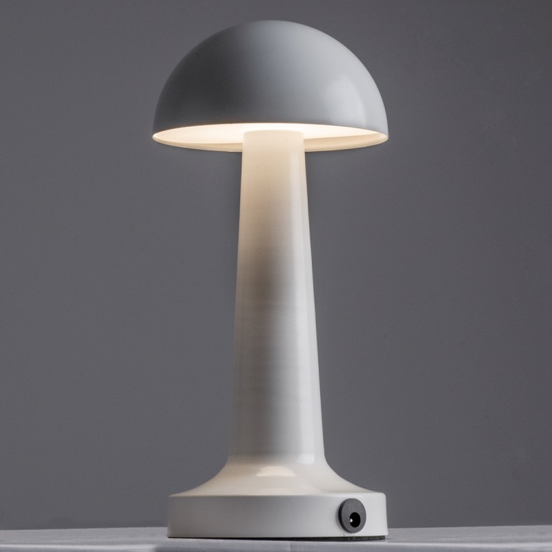 GloboStar® COCO 76508 Επαναφορτιζόμενο Επιτραπέζιο Φωτιστικό Πορτατίφ LED 1.5W 105lm 120° DC 5V IP44 Θερμό Λευκό 2700K Dimmable Λευκό Αλουμίνιο - Μ10 x Π10 x Υ22cm - 2 Xρόνια Εγγύηση