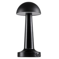 GloboStar® COCO 76509 Επαναφορτιζόμενο Επιτραπέζιο Φωτιστικό Πορτατίφ LED 1.5W 105lm 120° DC 5V IP44 Θερμό Λευκό 2700K Dimmable Μαύρο Αλουμίνιο - Μ10 x Π10 x Υ22cm - 2 Xρόνια Εγγύηση