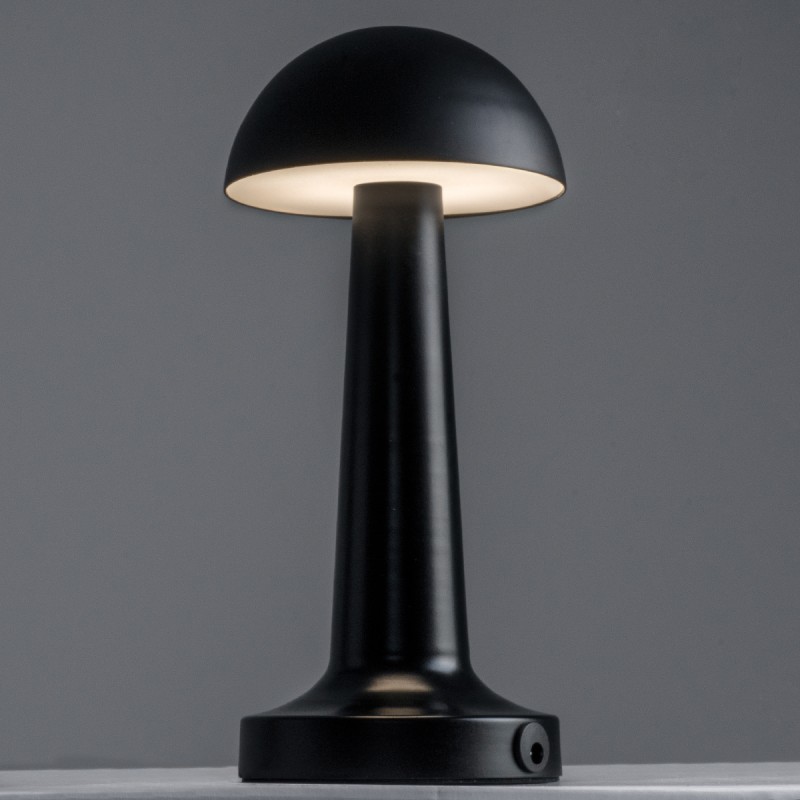 GloboStar® COCO 76509 Επαναφορτιζόμενο Επιτραπέζιο Φωτιστικό Πορτατίφ LED 1.5W 105lm 120° DC 5V IP44 Θερμό Λευκό 2700K Dimmable Μαύρο Αλουμίνιο - Μ10 x Π10 x Υ22cm - 2 Xρόνια Εγγύηση