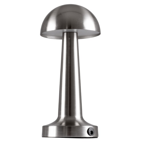 GloboStar® COCO 76510 Επαναφορτιζόμενο Επιτραπέζιο Φωτιστικό Πορτατίφ LED 1.5W 105lm 120° DC 5V IP44 Θερμό Λευκό 2700K Dimmable Ασημί Αλουμίνιο - Μ10 x Π10 x Υ22cm - 2 Xρόνια Εγγύηση