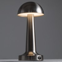 GloboStar® COCO 76510 Επαναφορτιζόμενο Επιτραπέζιο Φωτιστικό Πορτατίφ LED 1.5W 105lm 120° DC 5V IP44 Θερμό Λευκό 2700K Dimmable Ασημί Αλουμίνιο - Μ10 x Π10 x Υ22cm - 2 Xρόνια Εγγύηση