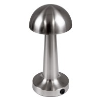 GloboStar® COCO 76510 Επαναφορτιζόμενο Επιτραπέζιο Φωτιστικό Πορτατίφ LED 1.5W 105lm 120° DC 5V IP44 Θερμό Λευκό 2700K Dimmable Ασημί Αλουμίνιο - Μ10 x Π10 x Υ22cm - 2 Xρόνια Εγγύηση