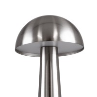 GloboStar® COCO 76510 Επαναφορτιζόμενο Επιτραπέζιο Φωτιστικό Πορτατίφ LED 1.5W 105lm 120° DC 5V IP44 Θερμό Λευκό 2700K Dimmable Ασημί Αλουμίνιο - Μ10 x Π10 x Υ22cm - 2 Xρόνια Εγγύηση