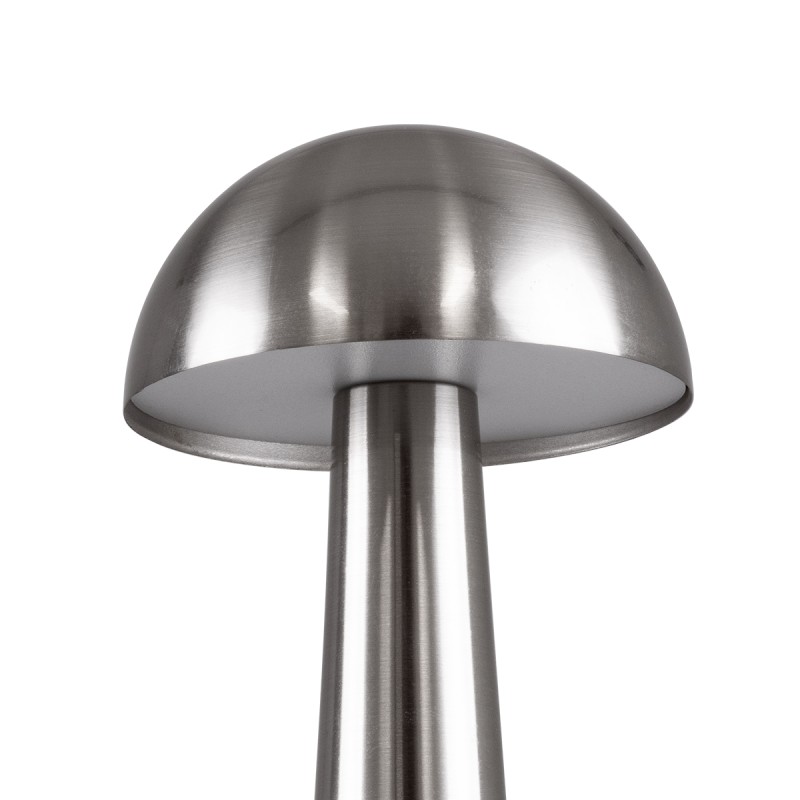 GloboStar® COCO 76510 Επαναφορτιζόμενο Επιτραπέζιο Φωτιστικό Πορτατίφ LED 1.5W 105lm 120° DC 5V IP44 Θερμό Λευκό 2700K Dimmable Ασημί Αλουμίνιο - Μ10 x Π10 x Υ22cm - 2 Xρόνια Εγγύηση