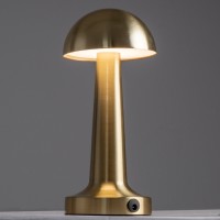 GloboStar® COCO 76512 Επαναφορτιζόμενο Επιτραπέζιο Φωτιστικό Πορτατίφ LED 1.5W 105lm 120° DC 5V IP44 Θερμό Λευκό 2700K Dimmable Χρυσό Αλουμίνιο - Μ10 x Π10 x Υ22cm - 2 Xρόνια Εγγύηση